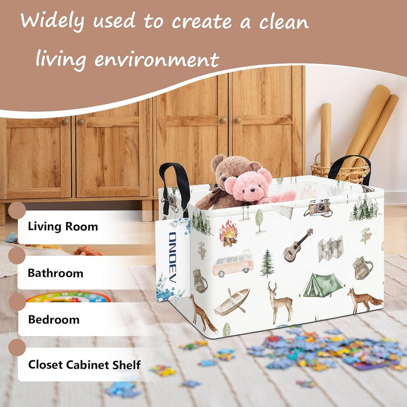 ONOEV Rectangular Folding Laundry Basket,waterproof Canvas Basket,gift basket,Suitable for children's room,Office,Clothes,Toys Storage(Outdoor adventure) - Image 4